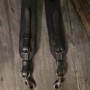 Coach Black Leather With Gunmetal chain braiding Bag Strap